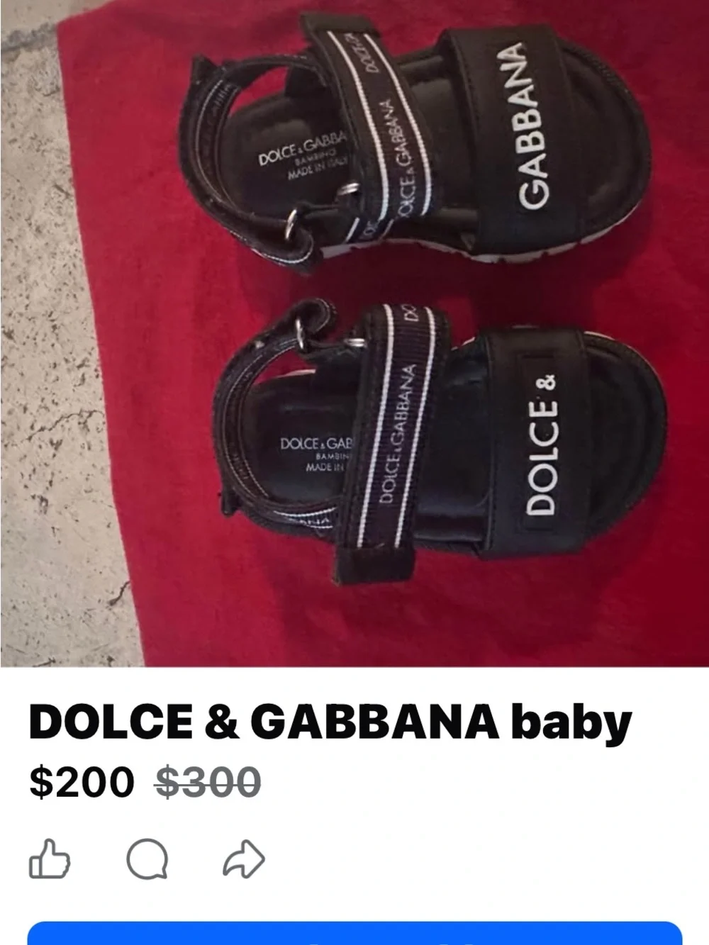 Dolce & Gabbana Black Logo Strap Kids Sandals